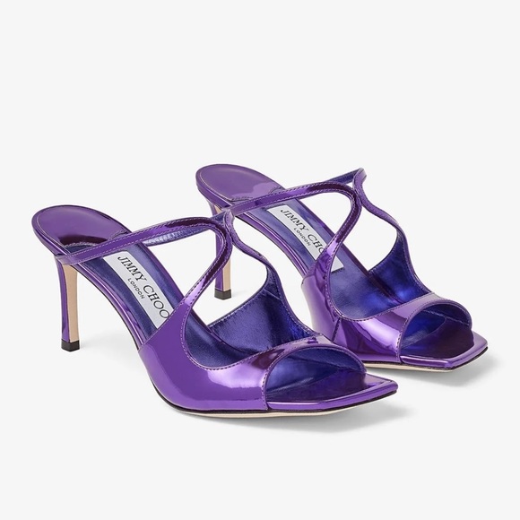 JIMMY CHOO

ANISE 75 METALLIC LEATHER MULES - Picture 1 of 3